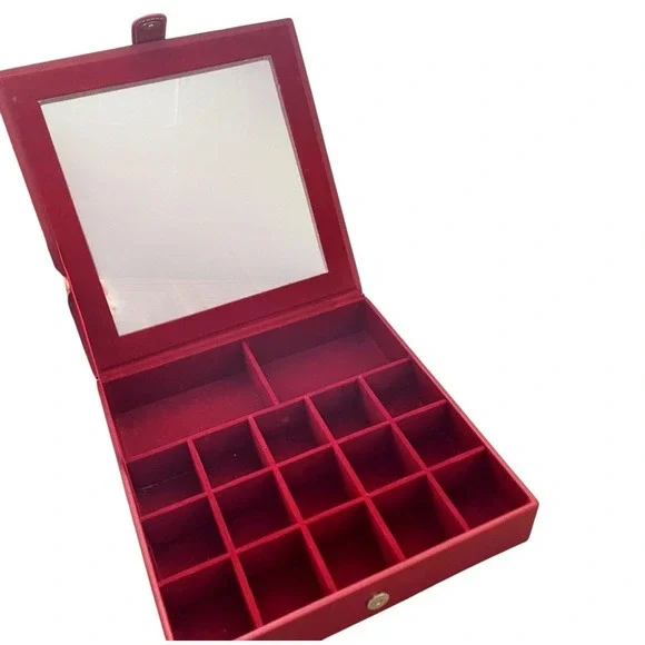 Red Velvet-lined Jewelry Organizer Box 9‎ in X 9 in SEALED NIB Romantic Gift - Picture 3 of 5